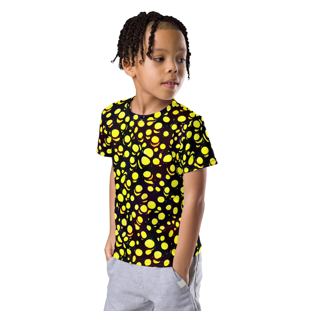 Luminous Scatter on Kids Crew Neck T-Shirt — Left Front