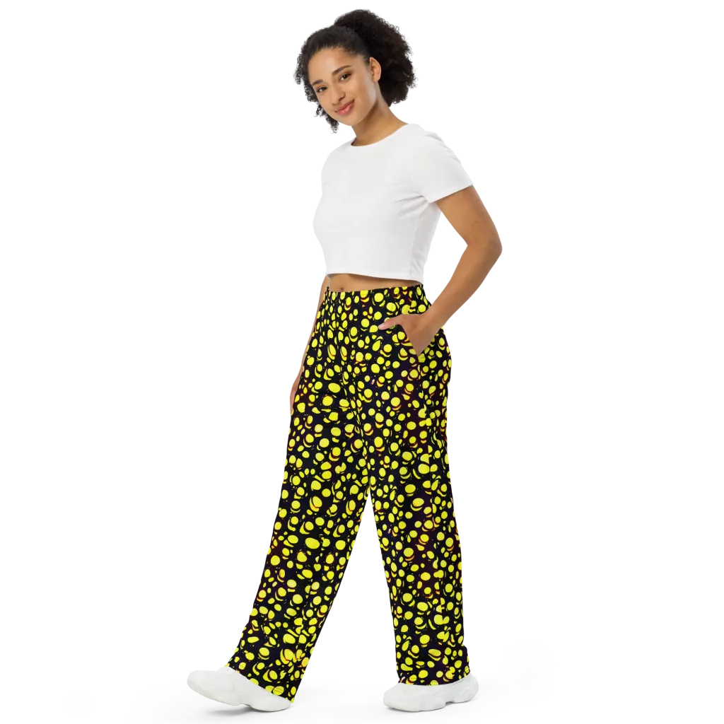 Luminous Scatter on Wide-Leg Pants — Left Front