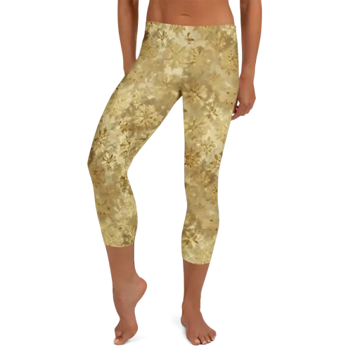 Champagne Damask on a Capri Leggings