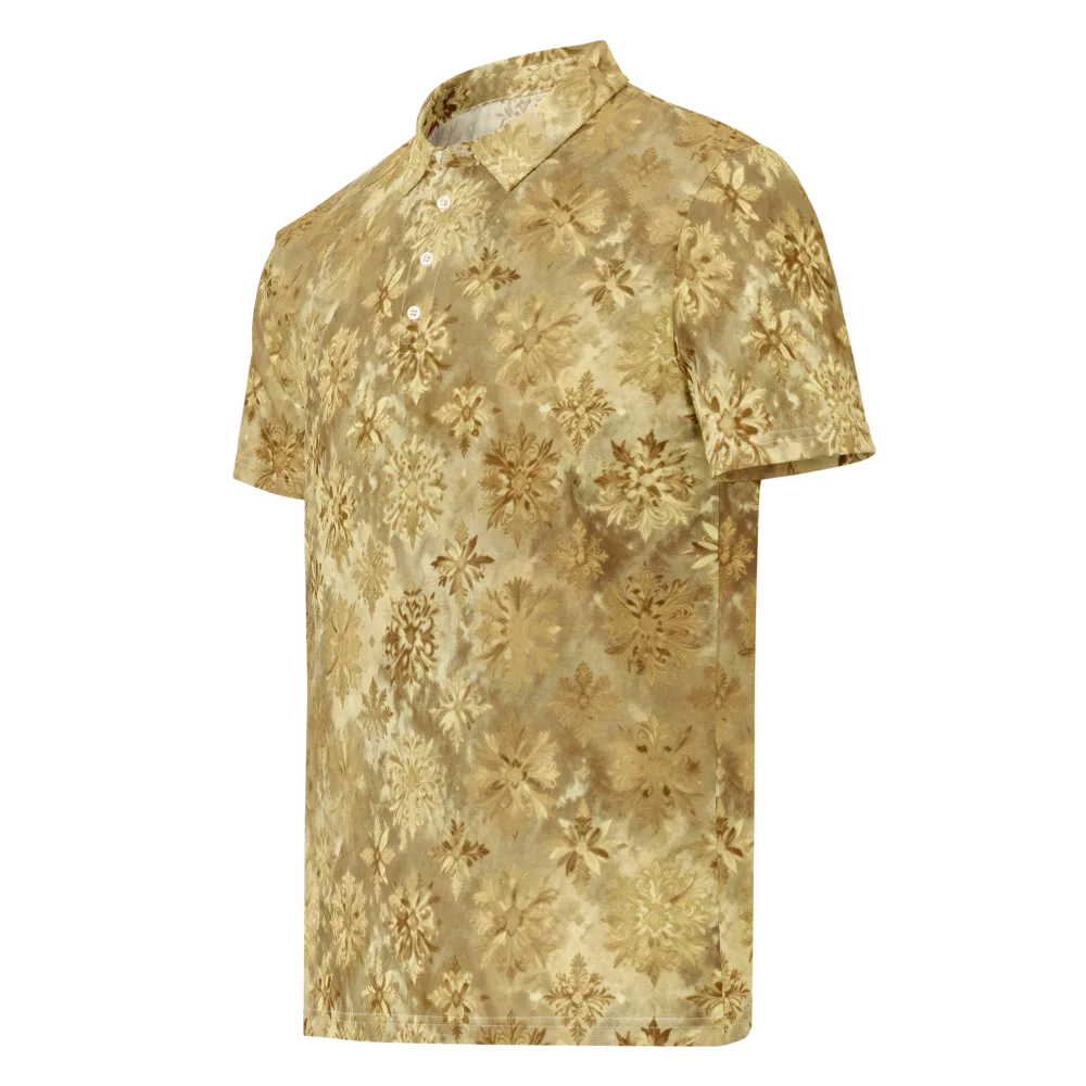 Champagne Damask on Men's Slim Fit Polo Shirt — Left Front