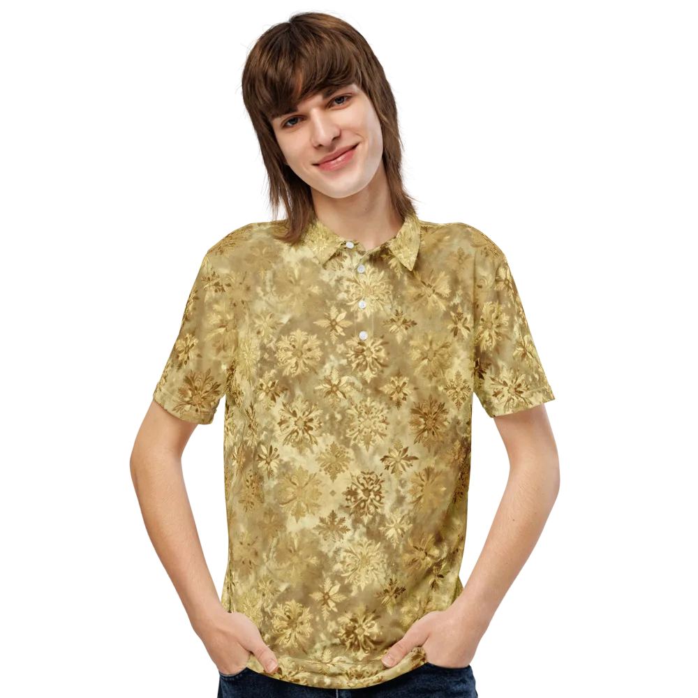 Champagne Damask on Men's Slim Fit Polo Shirt — Front