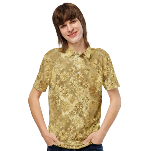 Champagne Damask on a Men's Slim Fit Polo Shirt