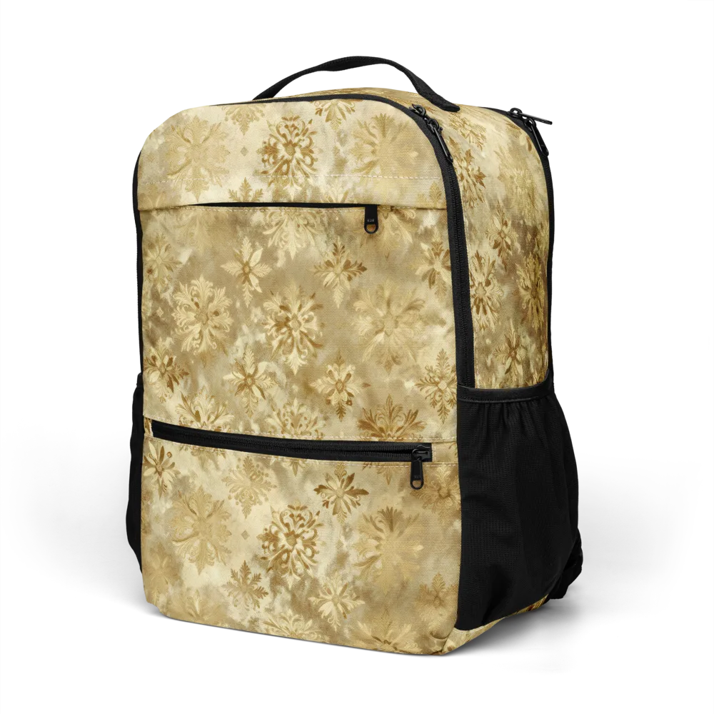 Champagne Damask on Utility Backpack — Left Front