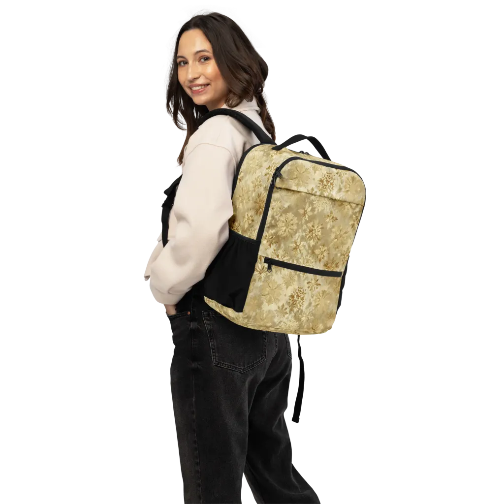 Champagne Damask on Utility Backpack — Back