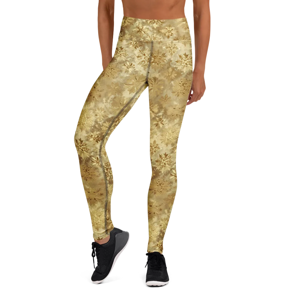 Champagne Damask on Yoga Leggings — Front