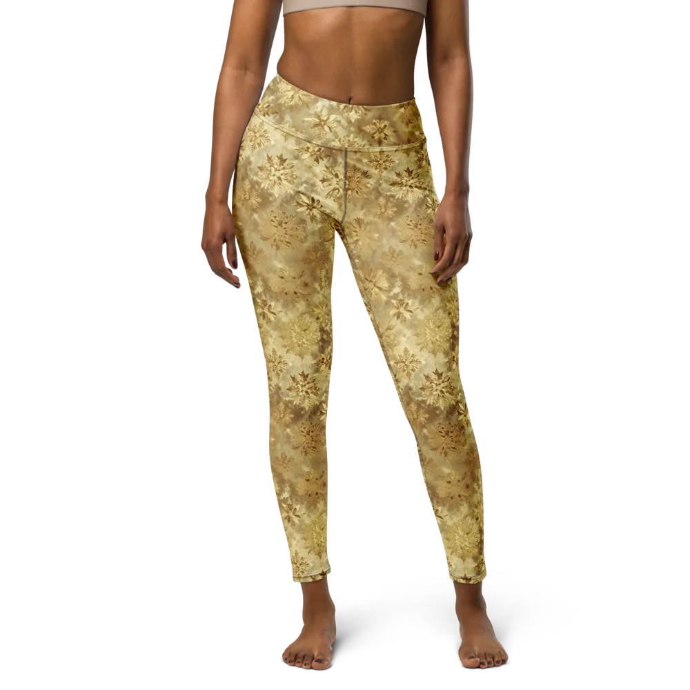 Champagne Damask on Yoga Leggings — Front