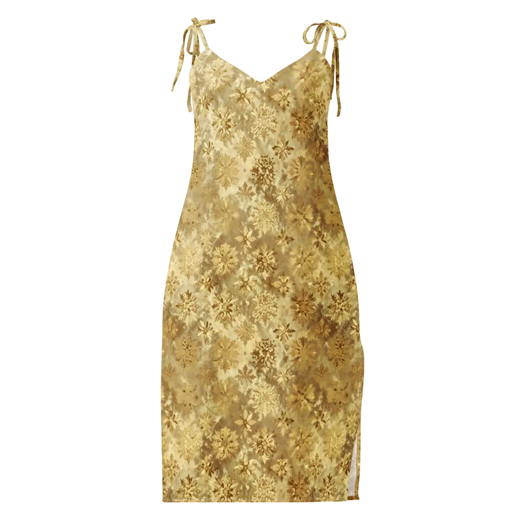 Champagne Damask on Slip Dress — Front