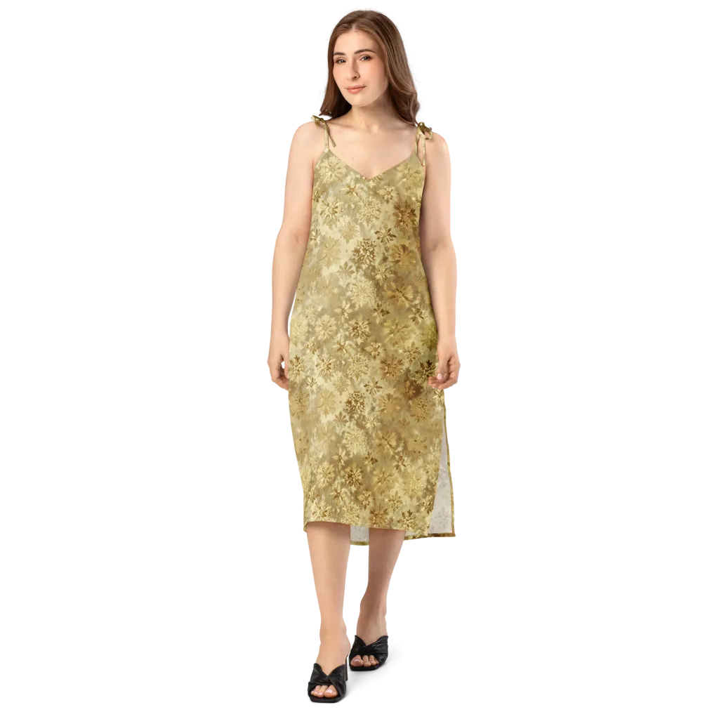 Champagne Damask on Slip Dress — Front