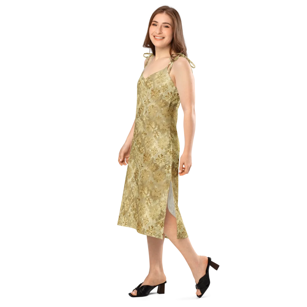Champagne Damask on Slip Dress — Left Front