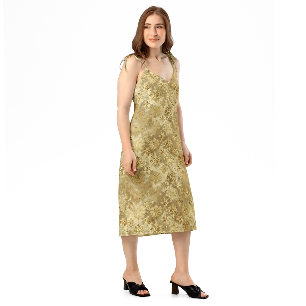 Champagne Damask on Slip Dress — Right Front