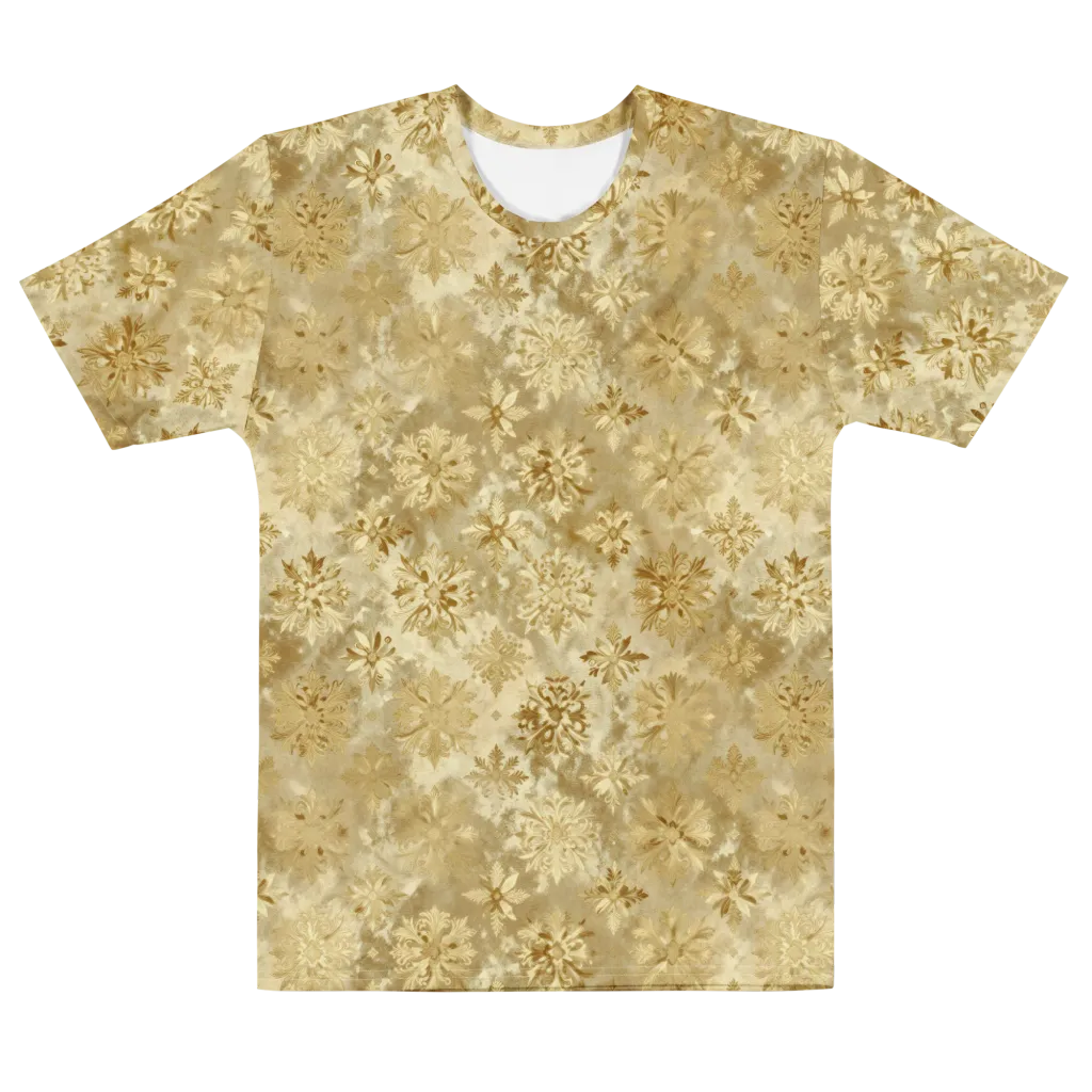 Champagne Damask on Men's Cotton Crew Neck T-Shirt — Front