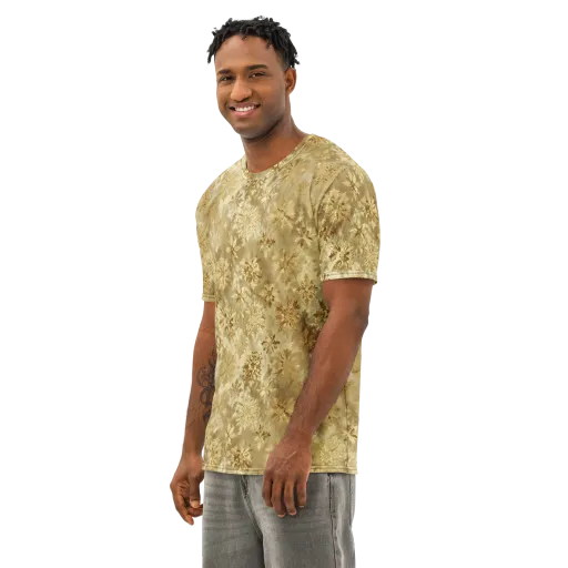 Champagne Damask on a Men's Cotton Crew Neck T-Shirt