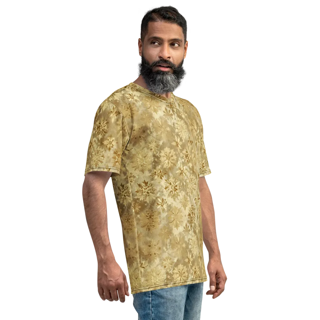 Champagne Damask on Men's Crew Neck T-Shirt — Right