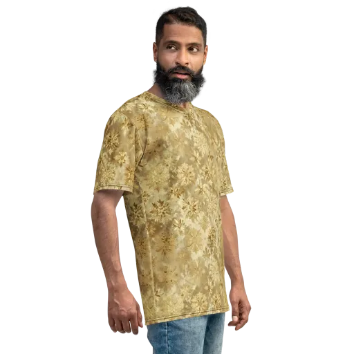Champagne Damask on a Men's Crew Neck T-Shirt