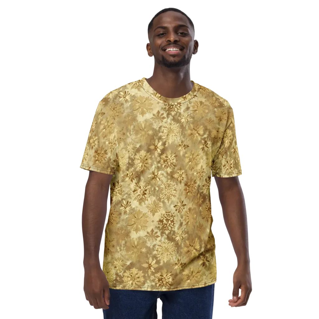Champagne Damask on Men's Crew Neck T-Shirt — Front