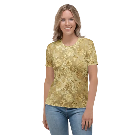 Champagne Damask on a Women's Crew Neck T-Shirt