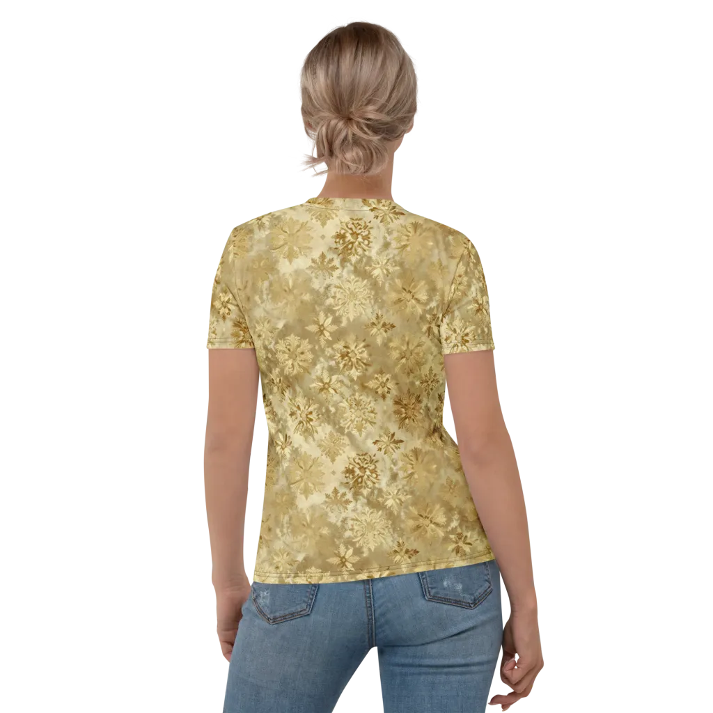 Champagne Damask on Women's Crew Neck T-Shirt — Back