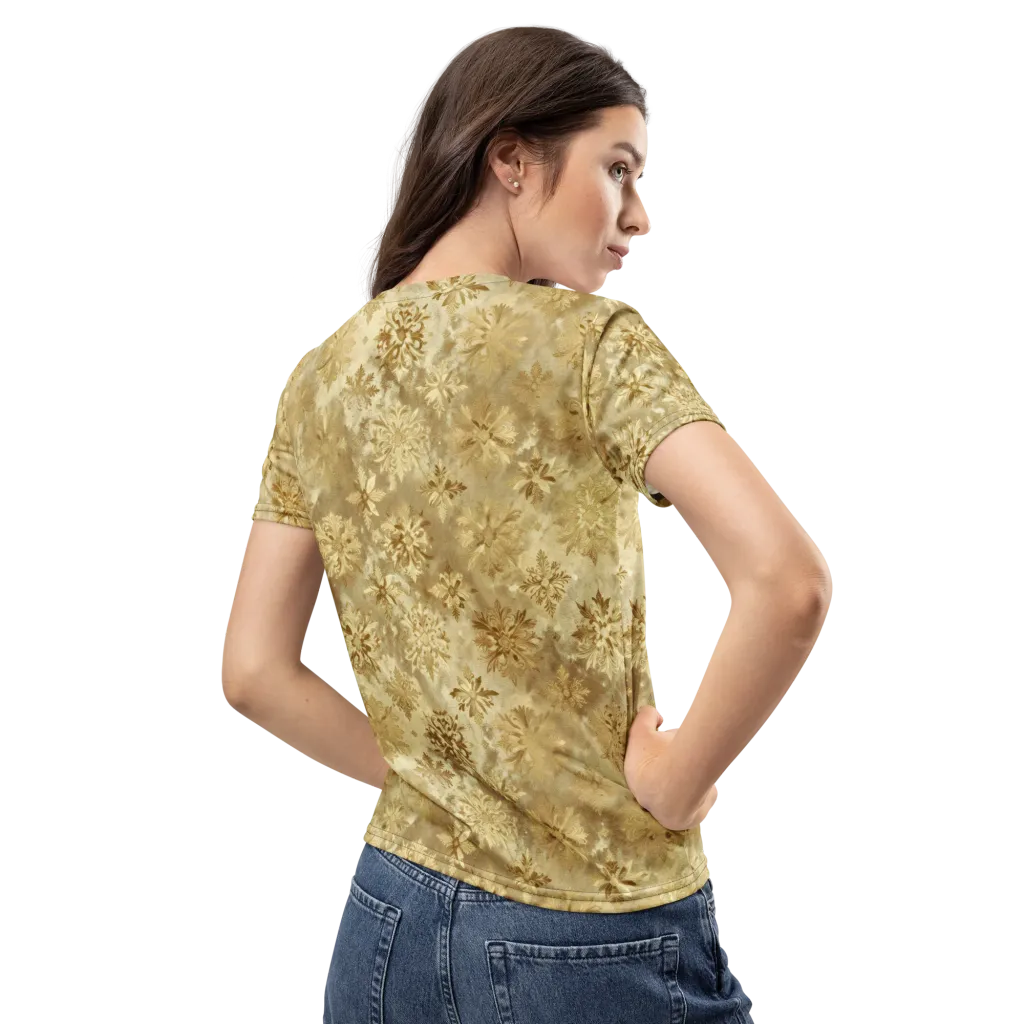 Champagne Damask on Women's Crew Neck T-Shirt — Back