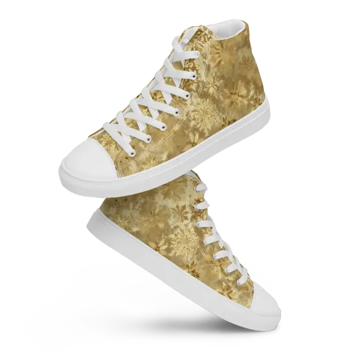 Champagne Damask on a Women's High Top Canvas Shoes