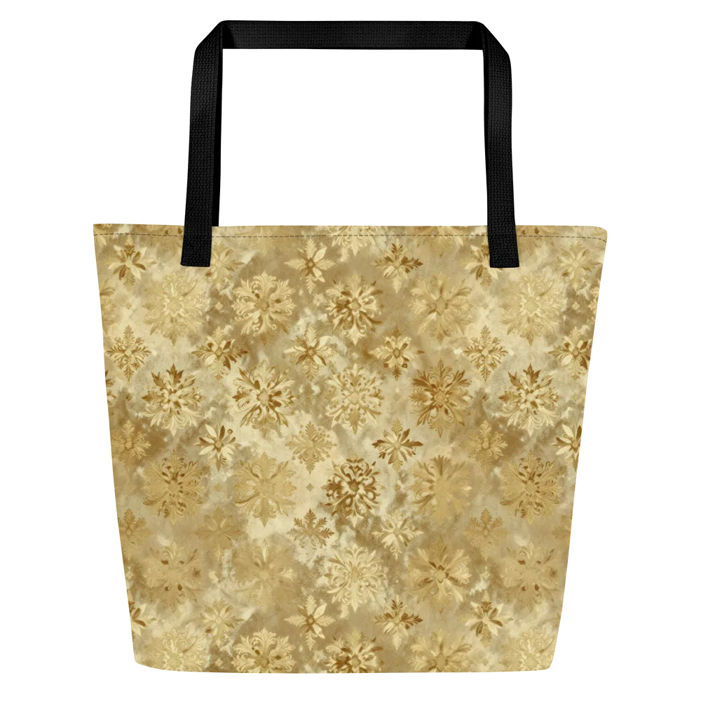 Champagne Damask on Large Tote Bag W/ Pocket — Front