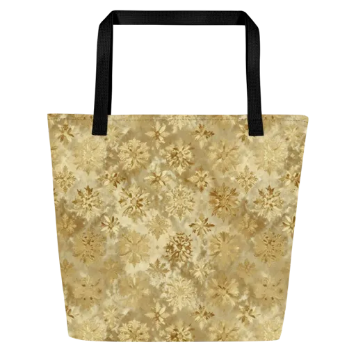 Champagne Damask on a Large Tote Bag W/ Pocket