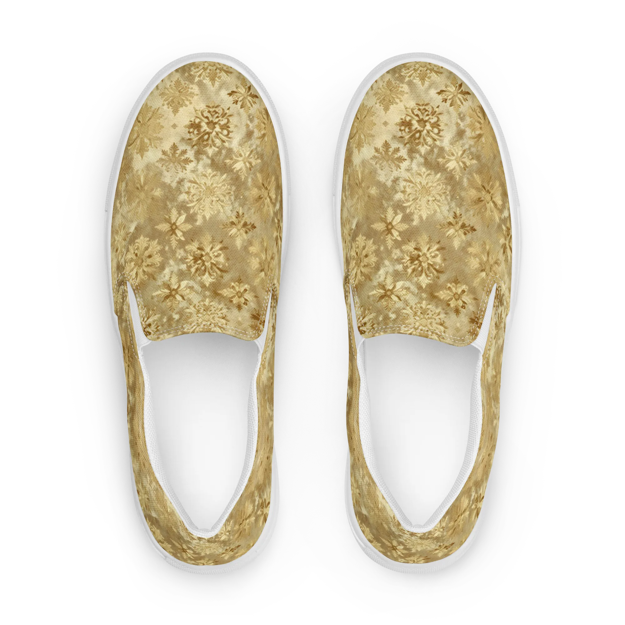 Champagne Damask on Women's Slip-On Canvas Shoes — Front