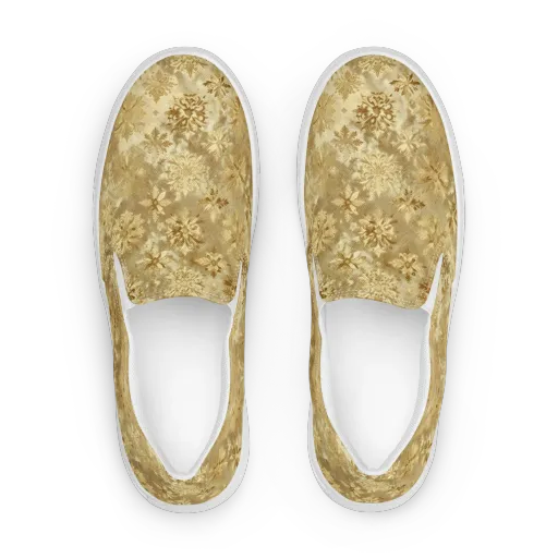 Champagne Damask on a Women's Slip-On Canvas Shoes