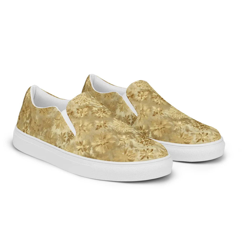 Champagne Damask on Women's Slip-On Canvas Shoes — Right Front