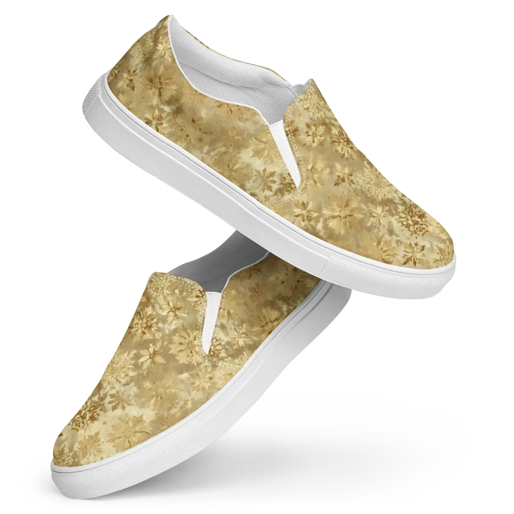 Champagne Damask on Women's Slip-On Canvas Shoes — Front