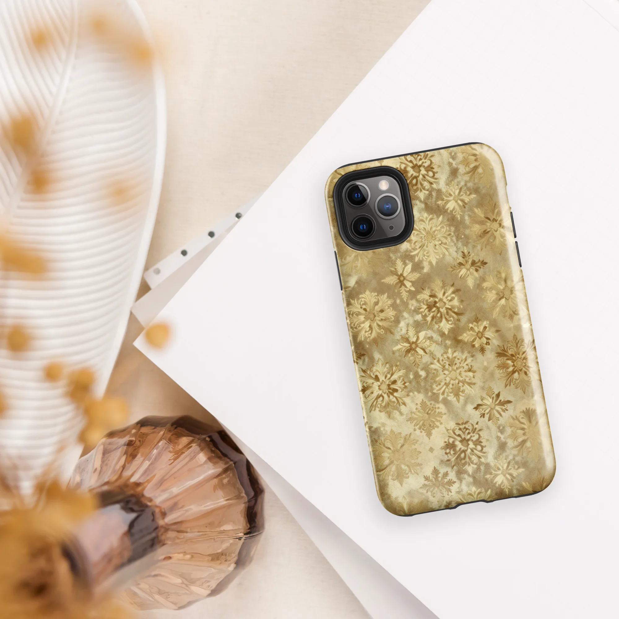 Champagne Damask on Tough Case for iPhone® — Front