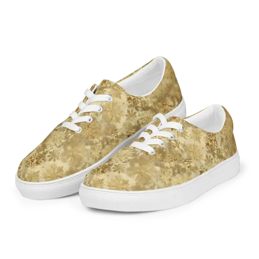 Champagne Damask on a Men's Lace-Up Canvas Shoes