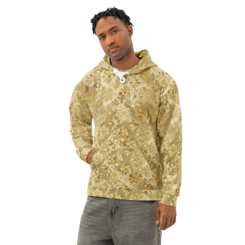 Champagne Damask on Cotton Hoodie — Left Front