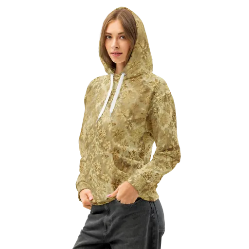 Champagne Damask on a Cotton Hoodie