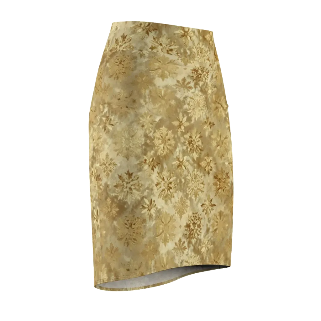 Champagne Damask on Pencil Skirt — Front Side