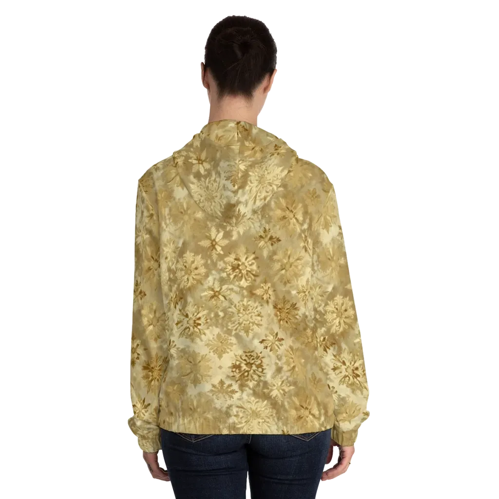 Champagne Damask on Women's Full-Zip Hoodie — Back On Person
