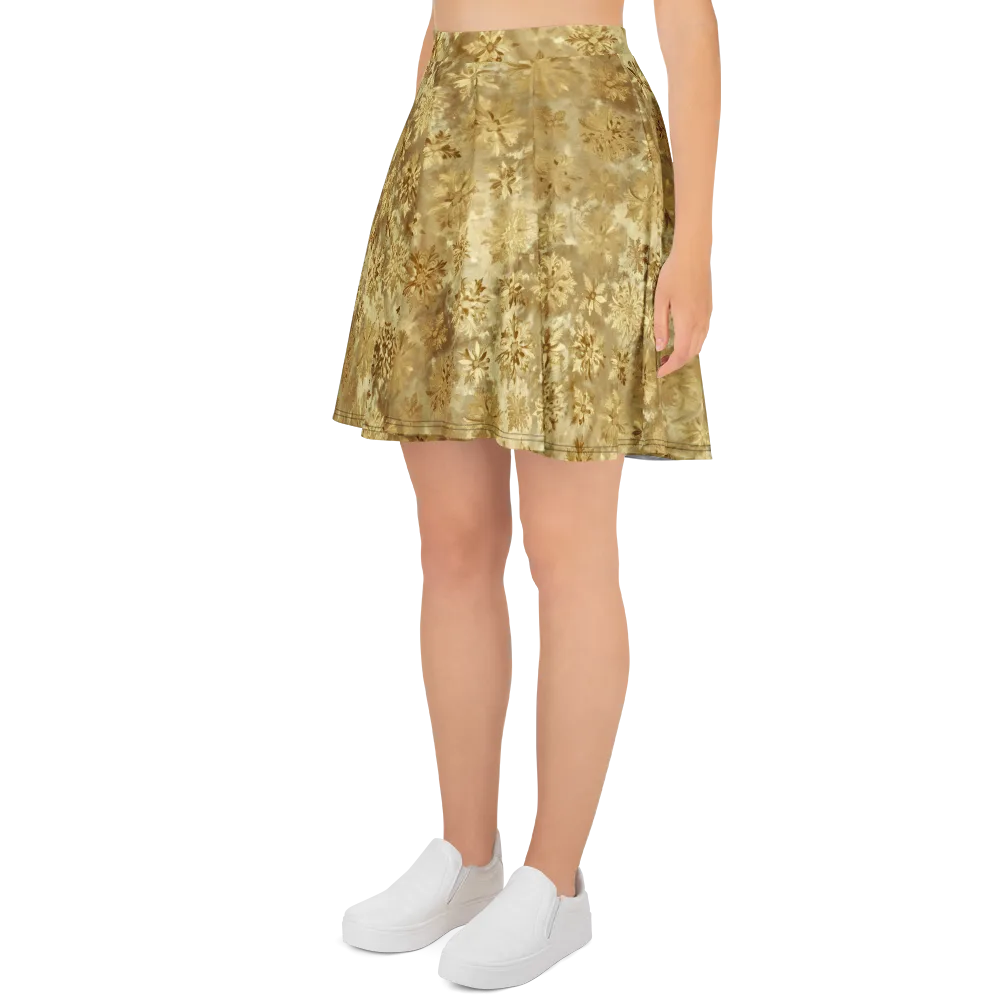 Champagne Damask on Skater Skirt — Left
