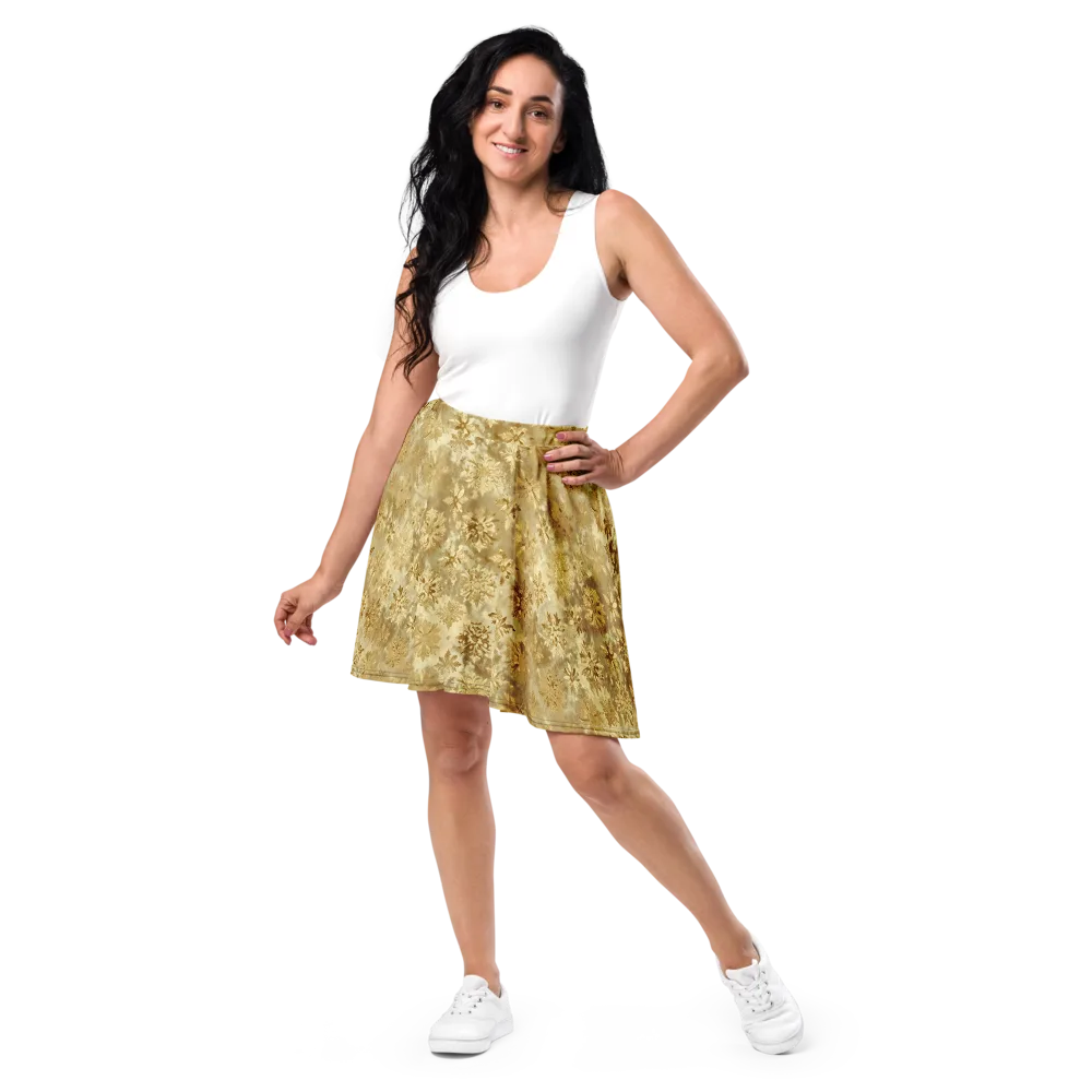 Champagne Damask on Skater Skirt — Front