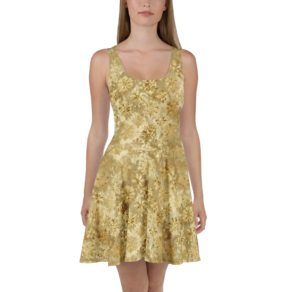 Champagne Damask on Skater Dress — Front