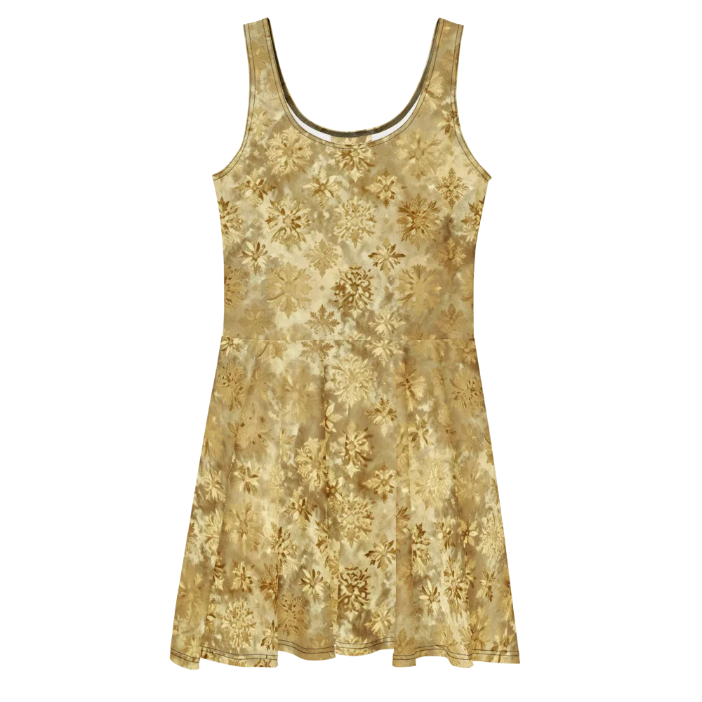 Champagne Damask on Skater Dress — Front