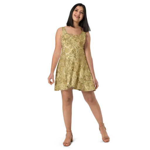Champagne Damask on a Skater Dress