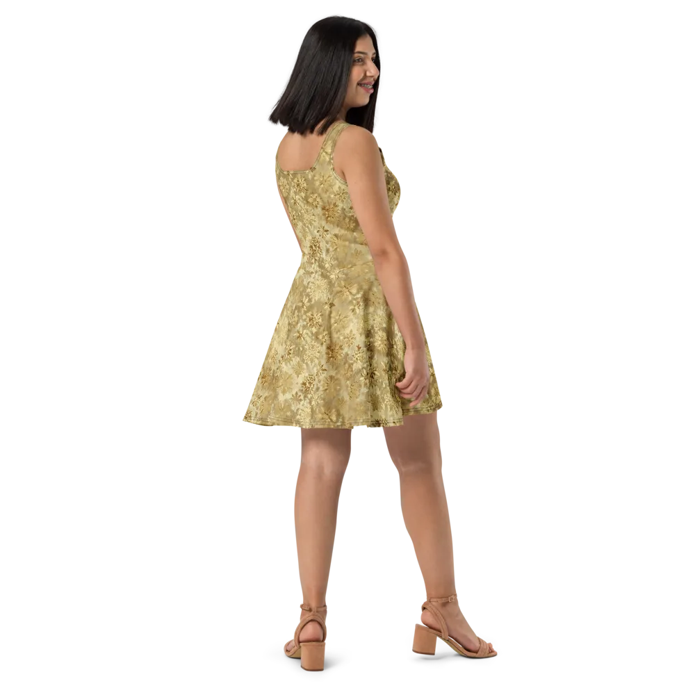 Champagne Damask on Skater Dress — Right