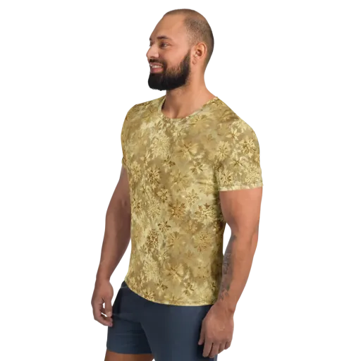 Champagne Damask on a Men's Athletic T-Shirt
