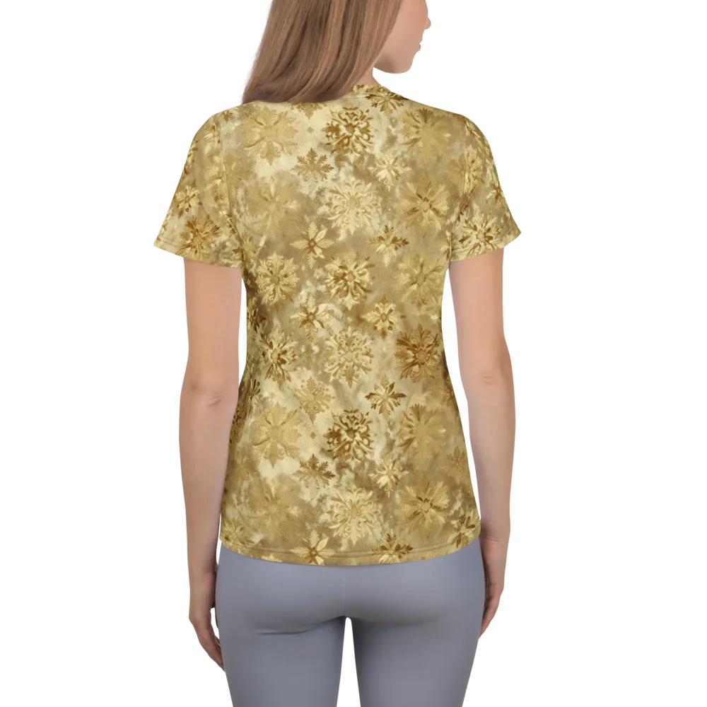 Champagne Damask on Women's Athletic T-Shirt — Back
