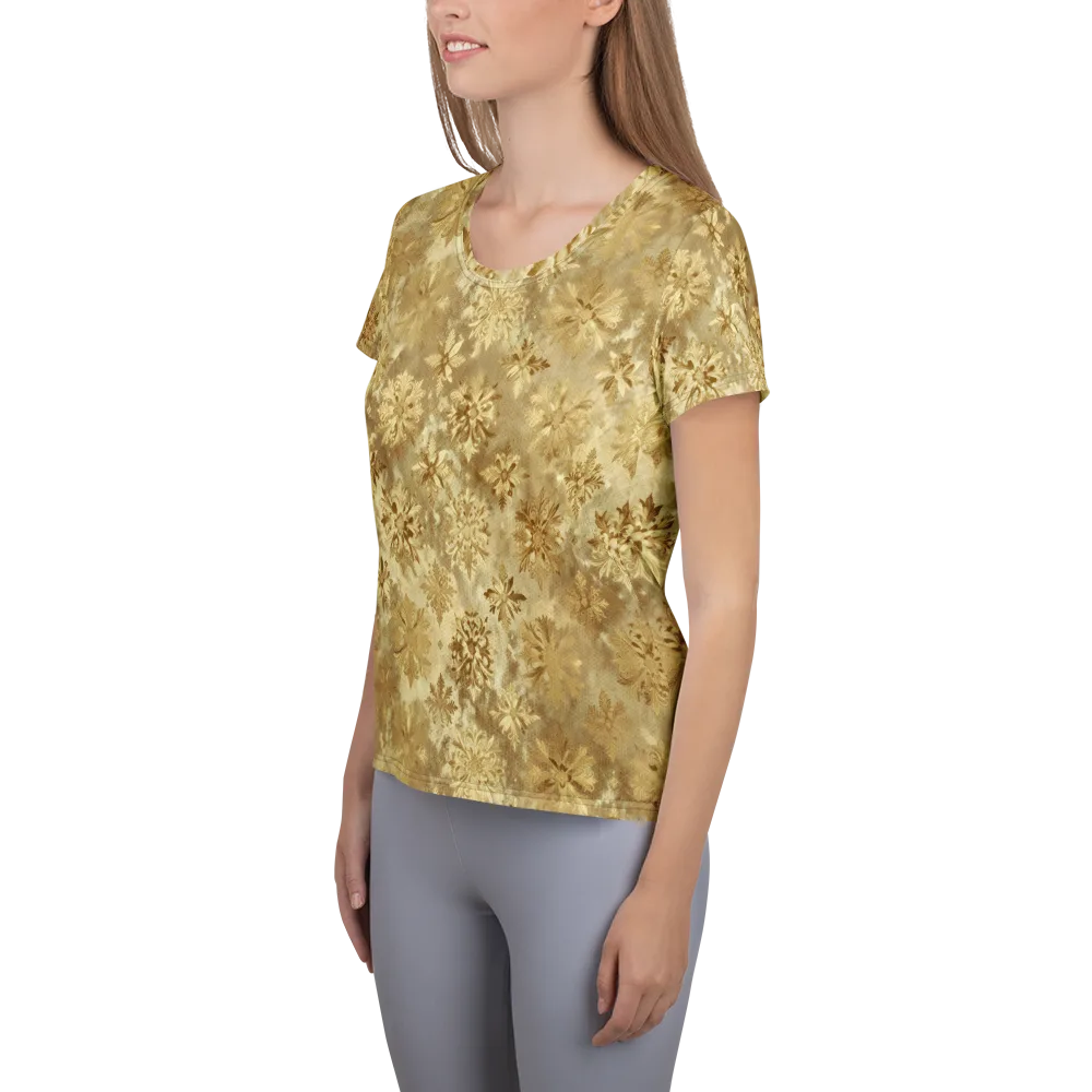 Champagne Damask on Women's Athletic T-Shirt — Left
