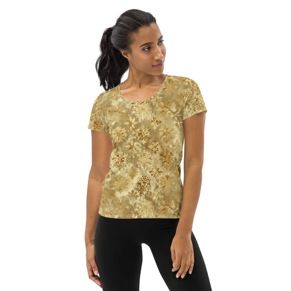 Champagne Damask on Women's Athletic T-Shirt — Front