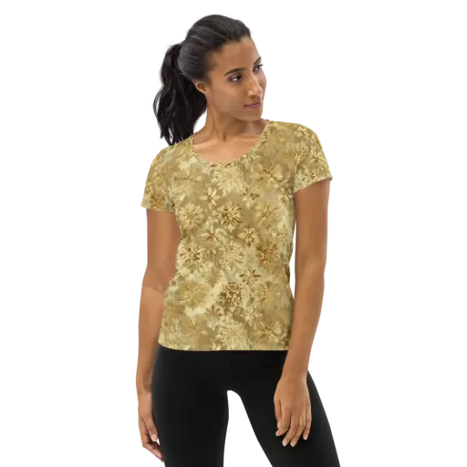 Champagne Damask on a Women's Athletic T-Shirt