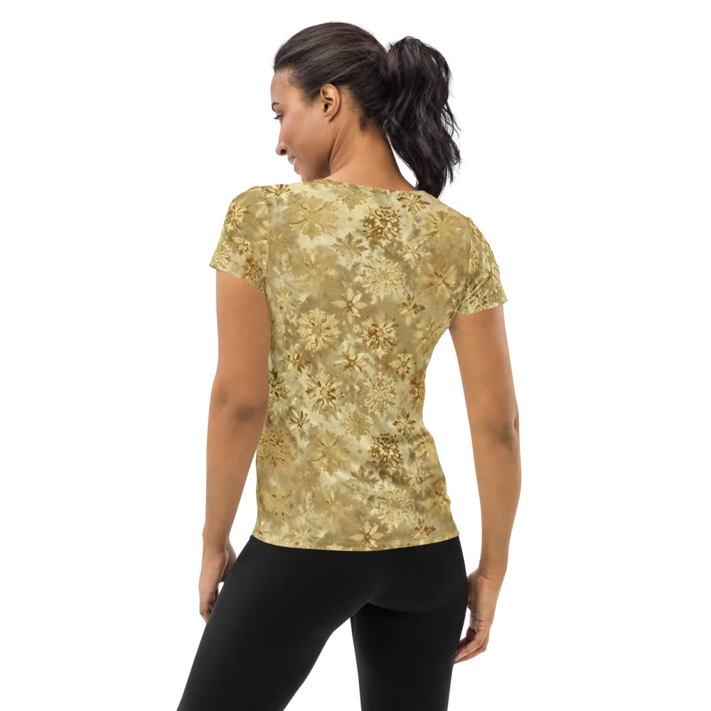 Champagne Damask on Women's Athletic T-Shirt — Back