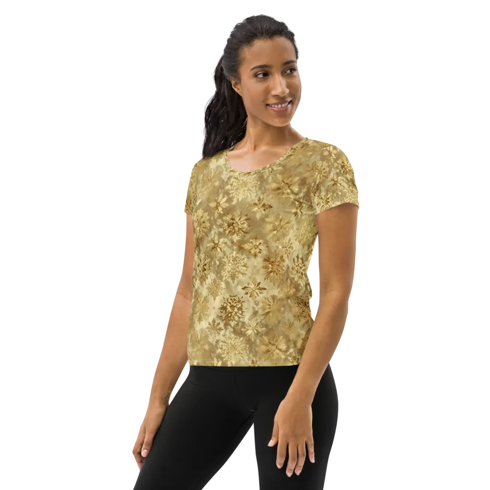 Champagne Damask on Women's Athletic T-Shirt — Left