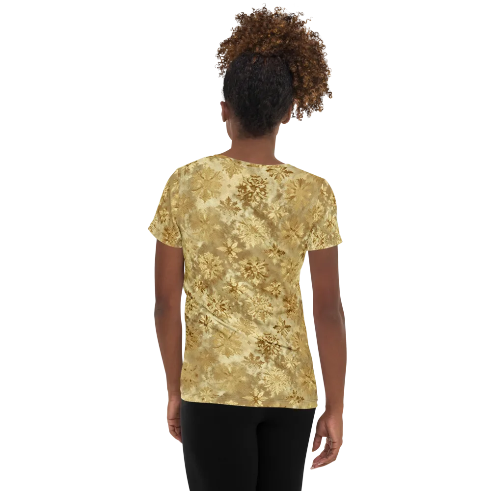 Champagne Damask on Women's Athletic T-Shirt — Back