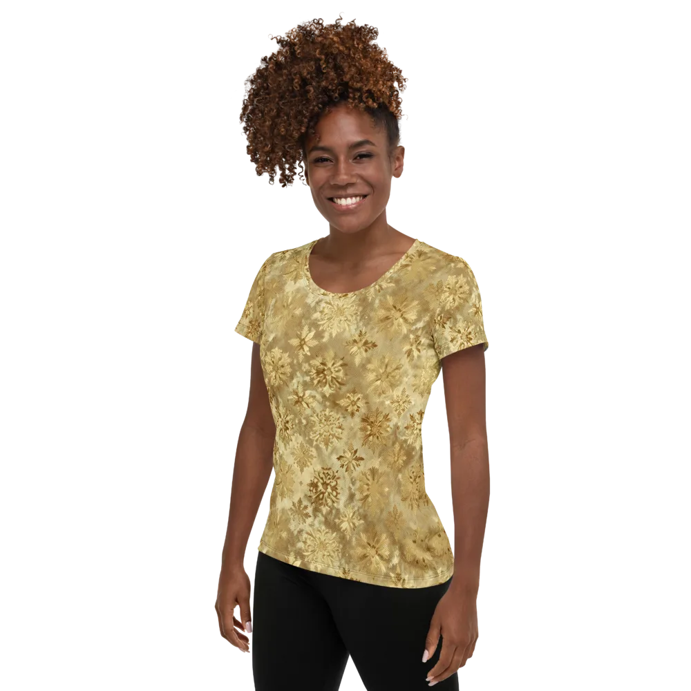 Champagne Damask on Women's Athletic T-Shirt — Left